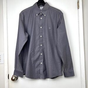 Brooks Brothers 1818 Regent Thick Cotton Stretch Dress Shirt size M Jet Gray